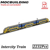 Display Intercity Train Set Blocks Model MOC Building Bricks City IRM-Passenger-Train Railroad Construction Toys Gifts