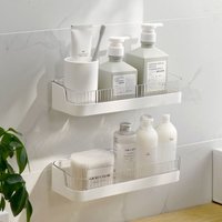White Bathroom Body Wash Shampoo Organization Shelves Toilet Cosmetics Holder Self-adhesive Storage Racks Storage Support