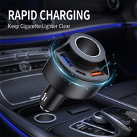 Fast Charging Multi Port Vehicle Power Adapter Car Charger with Cigarette Lighter Splitter Socket Type C Dual USB A For iPhone