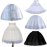 Girls Ruffled Short Petticoat with/no Hoop Solid Color Fluffy Bubble Tutu Skirt Puffy Half Slip Prom Crinoline Underskirt