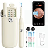 Ear Wax Removal Tool with 3.7mm Lens Camera Smart Visual Ear Cleaner with Gentle Tweezers & 12 Tips 10MP HD Otoscope for Adults