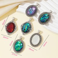 28x44mm Natural Abalone Shell Pendant Oval-Shaped Semi-Finished Charms for Jewelry Making DIY Necklaces Earrings and Accessories