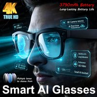 4K 800W HD Camera AI Smart Glasses Men Record Video 3790mAh Battery Languages Translation 3D Music Player Glasses With Camera