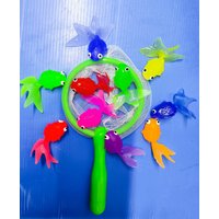 Children's Water Toy Soft Rubber Marine Life Buoy Goldfish Net Fishing Model Swimming Bathtub Holiday Gift