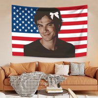 1pc D-Damon S-Salvatore Pink Flag Tapestry Y2k Fun Home Bedroom Outdoor Wall Decor