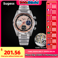Sugess Mens Watch 38mm Chronograph Mechanical Wristwatches Tianjin Gooseneck Movement Sapphire Crystal Roulette Dial S465 new image 4