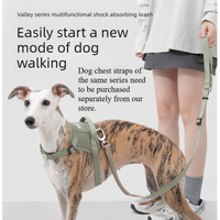 Bungee Buffer Dog Leash Anti-Shock 55cm Stretch 114-143cm Adjustable Waist/Shoulder Dual-Clip for 40kg