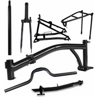 Trifold Bicycle Frame Titanium Trifold Bike Frame Parts 7pcs Folding Bicycle Fork Rear Triangle Stem S Handlabar Seatpost