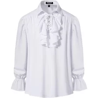 LisdinoJEMITOP Mens Pirate Vampire Ruffle Shirt Elastic Cuff Poet Victorian Steampunk Renaissance Medieval Cosplay Costume