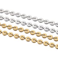 1m Stainless Steel Golden Flat Round Beads Link Chains for Handmade DIY Necklace Bracelet Waist Chain Jewelry Making Chain