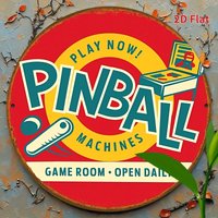 1pc Vintage PINBALL ROOM Metal Sign - Retro Arcade Wall Art with Pinball Machines & Flippers - Aluminum Poster for Game Room,