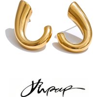 Yhpup Smooth Stainless Steel Metal Geometric Stud Earrings for All Occasions Prevent Allergy Versatile Popular Jewelry