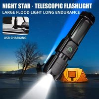 4 Lighting Mode Strong LED Flashlights Telescopic Zoom Tactical Torch Portable Spotlight Long-Range Outdoor Camping Flashlight