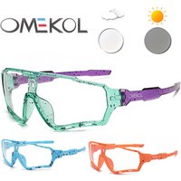 OMEKOL Brand NEW UV400 Safety Goggles Photochromic Cycling Glasses Men Women Bike Bicycle MTB Eyewear Outdoor Sport Eyeglasses