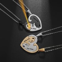 Customized Name Heart-shaped Cat Puzzle Style Heart-shaped Necklace Christmas Gift Suitable for Giving to Partners, Friends, Etc