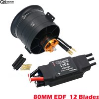 QX-MOTOR 80mm EDF 12 Blades Ducted Fan with 3538 RC Brushless Motor KV2200 Thrust 120A ESC for 6S Jet Airplane Aircraft