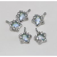 5PCS Star electroplated alloy dot drilling flash pentagonal star DIY earrings pendant bracelet necklace jewelry