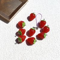 Cute Pink Strawberry Earring Charms Rabbit Pendants Bracelets Jewelry Making DIY Craft Handmade Dollhouse