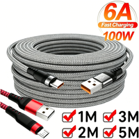 Extra Long 6A Quick Charge USB Type-C Extension Data Line Durable Thickened Wire Fast Charging for Xiaomi POCO iPhone VIVO USB-C