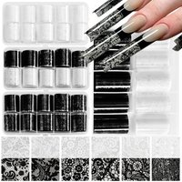 10 Rolls White Black Lace Nail Transfer Foils Sexy Pattern DIY Transfer Sticker Nail Art Tools DIY Manicure Styling Nail Decorat