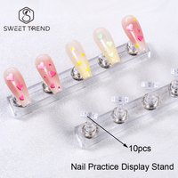 SWEET TREND-10pcs/set Transparent Nail Display Acrylic Stand Magnetic False Nails Holder Press on Nail Display Manicure Tools