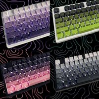 Lines Gradient Translucent Sided Printed Cherry Profile Keycaps for Gaming Mechanical Keyboard PBT Purple Green Key Caps