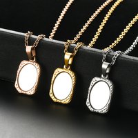 1Pc Stainless Steel Vintage Mirror Pendant Necklace For Women Girls Rectangle Shape Blank Bar Charms Chains Choker Jewelry Gifts