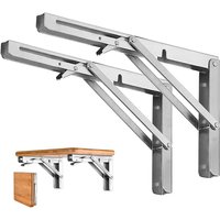 2pcs Folding Shelf Brackets Heavy Duty Stainless Steel Collapsible Shelf Bracket for Bench Table,Space Saving DIY Bracket