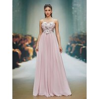 Mgiacy graduation dress with a three-dimensional applied-patterned chiffon long dress