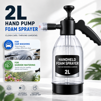 2L Handheld Foam Sprayer For Car Washing, Manual Pressure Foam Cannon With Dual Nozzles, Safety Valve, Garden Watering Bottle