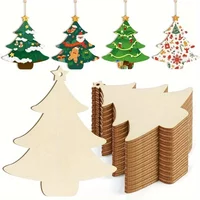 30Pcs Unfinished Wooden Christmas Tree Effects - Crafts Set for Painting, Holiday Decoration and Season, Suitable for Ages 14+