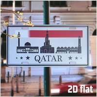 Vintage Qatar City Metal Wall Art Plaque –, Waterproof & Durable Aluminum Sign with Iconic Mosque Silhouette, Perfect for Home,