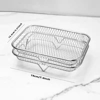 2pcs Stainless Steel Air Fryer Racks | Double Layer Stackable Dehydrator & Filter Stand for Crispy, Healthy Cooking
