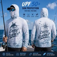 Fishing Hoodie Shirt Men Long Sleeve Protection Face Mask Quick Dry Sun Shirt Performance Fishing Jersey Sailfish