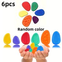 6pcs Textured Sensory Stones, Summer Stress Relief Tools for Fingertip Massage & Mind Calming,Random Colors for Office Daily Use