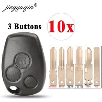 jingyuqin 10pcs 3 Button Remote VAC102 Key Shell for Renault Duster Logan Fluence Clio Sandeo Master Vivaro Megane Fob Case