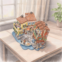 Creative City Architecture Italian Riviera Building Block Street View Assemble Brick Toy Christmas Gift For Children Adult image 2
