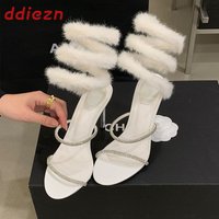 Fashion Rhinestone Ankle Strap Stiletto Heels Sandals For Women Pumps Peep Toe Sexy Ladies Thin High Heels Dress Shoes 2026 New