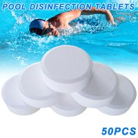 50pcs Swimming Pool Cleaning Tablet Chlorine Tablets Cleaner Multifunction Instant Disinfection for Swimming Pool Tub Spa Clean