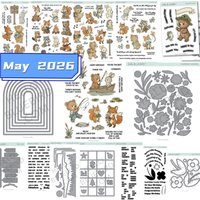 May 2026 Flowers Fishing Bear Arch Frame Metal Cutting Dies Clear Stamps For Diy Making Gift Card Scrapbook Embossed Decoration