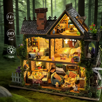DIY Wooden Elven Garden Villa 3D Puzzle Assembly Kit-Handmade Miniature Scene Model for Friends Birthday Gifts Home Decoration