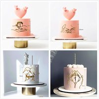 Welcome New Baby's Birthday Party Cake Topper Gold Lines Acrylic Cake Toppers for Baby Shower Happy Birthday Dessert Decoration