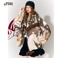 ELFSACK Magical Unicorn Jacket for Women – Cute Ruffled Bow, Lace & Polka Dot Design, Cozy Winter Streetwear Coat