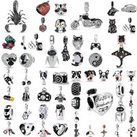 Charm 925 Silver Black Series Camera, Robot, Watch, Scorpion, Game Console Pendant Fit Original Bracelet DIY Exquisite Jewelry