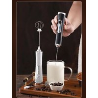 Electric milk frother, 3-speed dual stick electric coffee frother, egg beater, USB rechargeable food mixer and blender