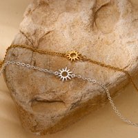 Vintage Sun Anklet For Women Fashion Gold Color Stainless Steel Adjustable Chain Trendy Summer Seaside Vacation Jewelry Gifts