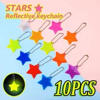 AliExpress NONE 10PCS Colorful Star Reflective Key Chains with Lovely Star Shape, Reflective Commuting Decorative Bike Suspension Accessories