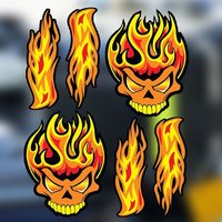 AliExpress NONE 2D Flat Flame Skull Helmet Decals 1 Set Vinyl Stickers Waterproof for Motorcycle Electric Scooter MTB Road Bike Helmet Decor