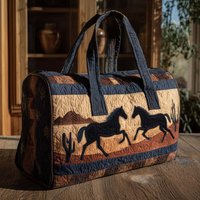 Adjustable Strap Quilted Duffle Bag 3D Quilting Craft Horse Cow Pattern Short-distance Handbag Tote Bags Large Capacity