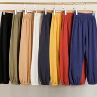Cotton Linen Lantern Pants Women Summer Loose High Waisted Linen Nine Part Ankle Pants Casual Thin Haren Pants Pajama Pants